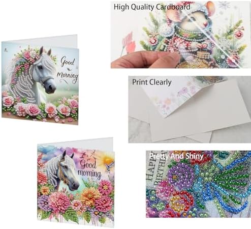 TDFERAN Diamond Painting Birthday Flower Bouquet Card 6 Set Colorful Flowers Card Handmade Art Work Crystal Puzzle Birthday Party Invitation Blank Cards Family Dinner Surprise Greeting Cards Birthday - Image 4