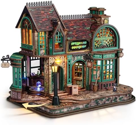 FUNPOLA 3D Wooden Puzzle Magic Bookstore with LED Lights Book Nook Kits by FUNPOLAHomeDecor3DPuzzles