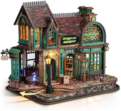 FUNPOLA 3D Wooden Puzzle Magic Bookstore with LED Lights Book Nook Kits by FUNPOLAHomeDecor3DPuzzles