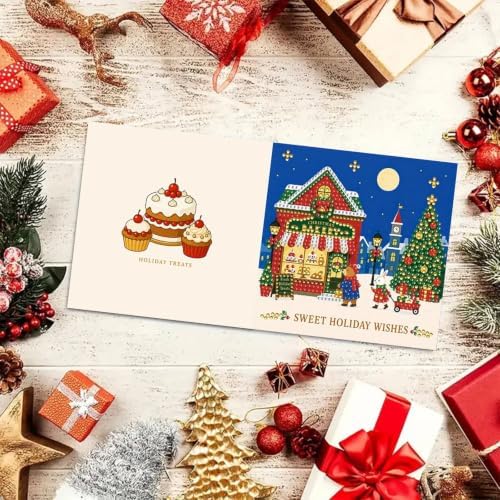 BAYUNOE 6Pcs Christmas Diamond Art Painting Greeting Card Kit with Envelope - Image 2