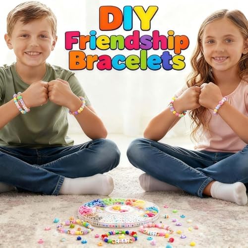 MINIMISSMIANYC 594PCS Bead Bracelet Making Kit for Kids,Colorful Pony Beads Pearl Shell Flower Evil Eyes Star Carft Friendship Bracelet Necklace Jewelry Making Supplies Kit Gifts for Boys Girls Women - Image 4