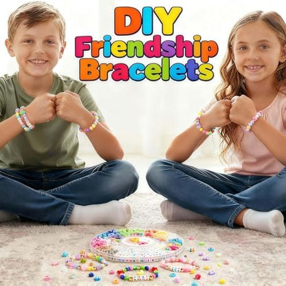 MINIMISSMIANYC 594PCS Bead Bracelet Making Kit for Kids,Colorful Pony Beads Pearl Shell Flower Evil Eyes Star Carft Friendship Bracelet Necklace Jewelry Making Supplies Kit Gifts for Boys Girls Women - Image 4