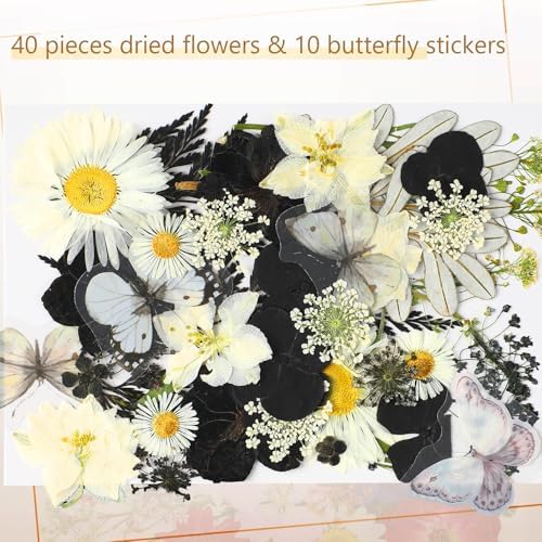 Taobary 91 Pcs DIY Dried Flowers Bookmarks Transparent, Cool Color - Image 4
