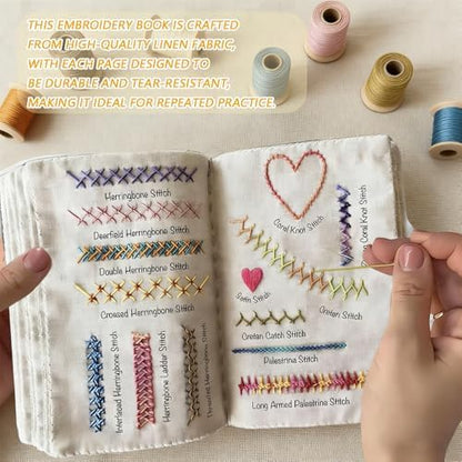 OYSMY Embroidery Stitch Book Kit,2026 New Embroidery Kit with 86 PCS Sewing Kit,Includes Illustrated Guide to 106 Universal Embroidery Stitches for Beginners and Craft Lovers(1 Set) - Image 2