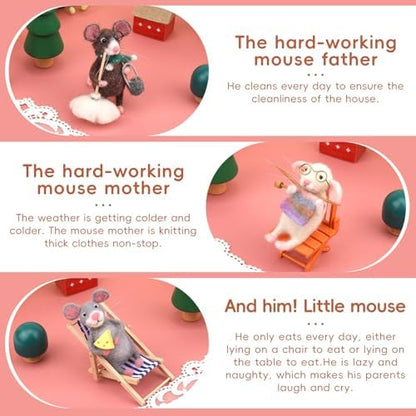 OEHPICC Mouse Family Needle Felting Kit,Needle Felting Starter Kit - Image 5