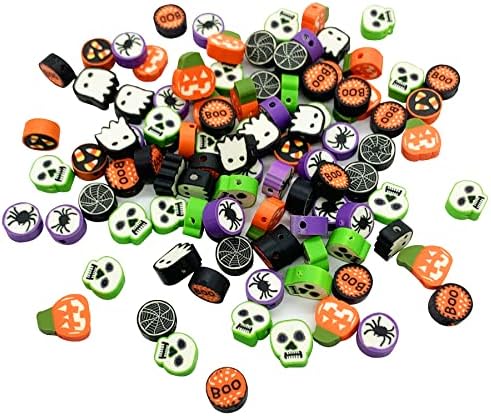 100 Pcs Halloween Polymer Clay Beads Heishi Spacer Beads Supplies for DIY Bracelet Earring Necklace Jewelry Making by PEVOGON