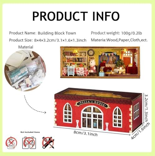 DIY Miniature Dollhouse Kit, Creative Wooden Doll House Craft Model with LED and Furniture for Christmas Birthday Gift (QH001) - Image 3