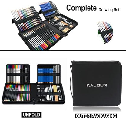 KALOUR 82 Pack Drawing Sketching Kit, Pro Art Supplies with Sketchbook, Include Tutorial,Colored, Graphite, Charcoal, Watercolor,Metallic & Pastel Pencils, Drawing Set for Adults Teens Beginner - Image 6