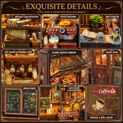 Spilay Book Nook Kit for Adults, Morning Mist Cafe DIY Miniature House Kit - Image 7
