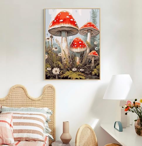 Paint by Numbers Kit for Adults, Mushroom DIY Acrylic Canvas Painting Set - Image 2
