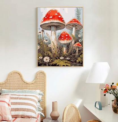 Paint by Numbers Kit for Adults, Mushroom DIY Acrylic Canvas Painting Set - Image 2