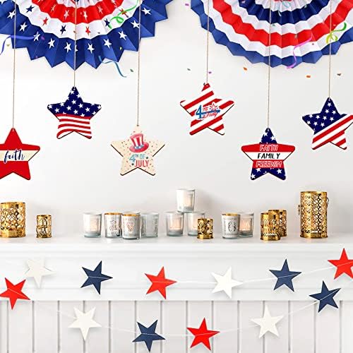 Large Size 7" Wooden Star Ornaments to Paint, DIY Blank Unfinished Wood Ornament for Crafts Hanging Decorations,Halloween Christmas Thanksgiving Flag Day Decorations Gifts - Image 4