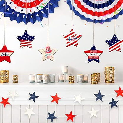 Large Size 7" Wooden Star Ornaments to Paint, DIY Blank Unfinished Wood Ornament for Crafts Hanging Decorations,Halloween Christmas Thanksgiving Flag Day Decorations Gifts - Image 4