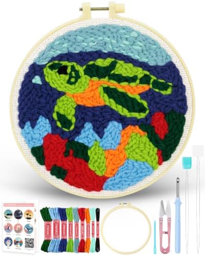 FIVEIZERO Punch Needle Kit for Beginners,Sea Turtle Patterns by FIVEIZERO