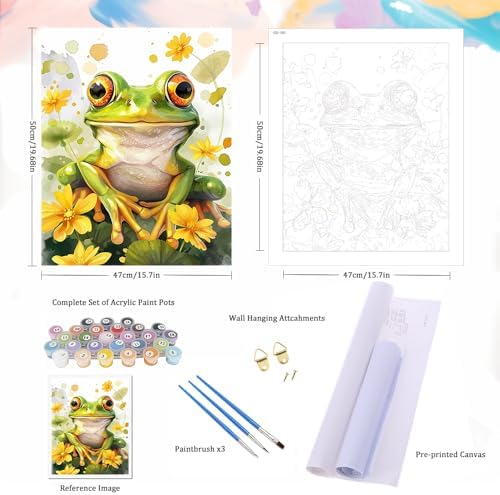 Natuyalo Paint by Numbers for Adults Beginner, Frog Acrylic Easy Paint by Numbers Kits Animal Craft Kits for Adults Suitable for Home Wall Decoration Flameless 16x20 Inch - Image 5