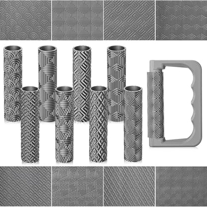 Leriton 9 Pcs Clay Texture Roller Set with Handle, Geometric by Leriton
