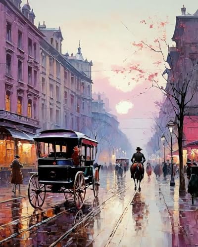 Possoco Paint by Numbers Kit for Adults Beginner, London Street Easy Adult Paint by Number Kits on Canvas, DIY Acrylic Oil Paint by Number for Adults Landscape for Home Decor Gift 16x20 Inch by Unknown