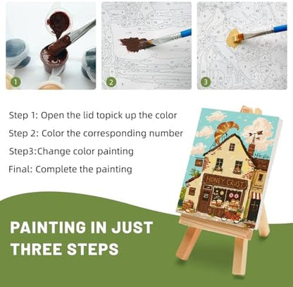 4 Pack Framed Paint by Numbers Kit for Adults Beginner with Wooden Easel, Landscape Easy Paint by Numbers with Frame, DIY Adult Paint by Numbers Kits on Canvas Framed for Home Decor Gift 8x12 Inch - Image 5