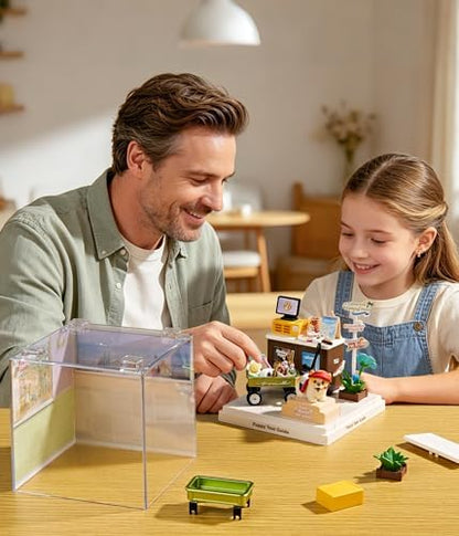 Puppy Tour Guide Travel Super Miniature House Kit - DIY Plastic 3D Model Building Set for Teens, Build Your Own Corgi Travel Scene with Dustproof Case, Creative Craft Gift for Girls Women - Image 4