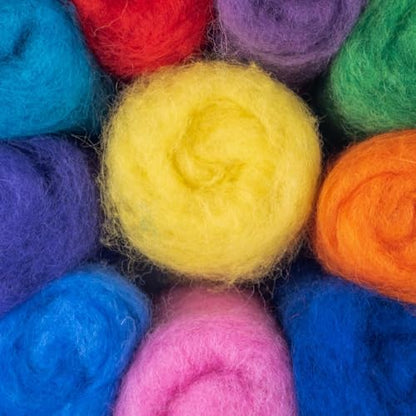 The Felt Box Needle Felting Wool Short Fiber Carded Batts Shade Pack 100 Grams 3.5 Oz -Bright - Image 3
