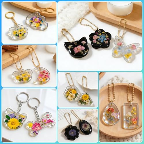 RESIN GO 64Pcs Rounded Edge Resin Jewelry Molds, 4 Styles Keychain Resin Molds Silicone with Hole, Arc Edge Pendant Silicone Molds for Epoxy Resin Jewelry, Earring, Necklace, Keychain Making Kit - Image 5