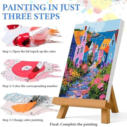 PRASIO Paint by Numbers Kit for Adults Beginner, Landscape Easy Adult Paint by Number Kits on Canvas, DIY Acrylic Watercolor Oil Paint by Number for Adults for Home Decor Gift 16x20 Inch - Image 4