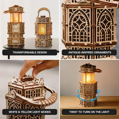 Wood Trick Antique Lantern LED 3D Wooden Puzzles for Adults to Build - Image 5