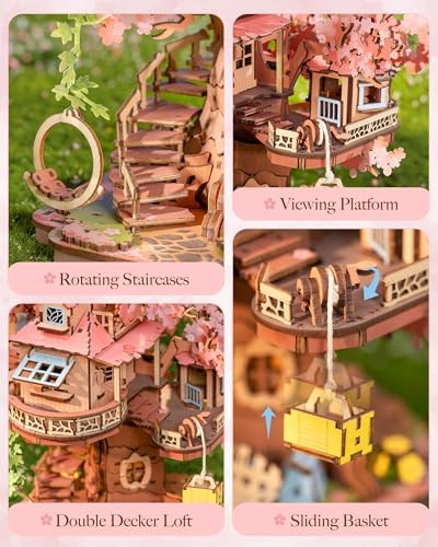 Rolife DIY Miniature House Kits Sakura Tree House 12" 3D Wooden Puzzles - Image 5