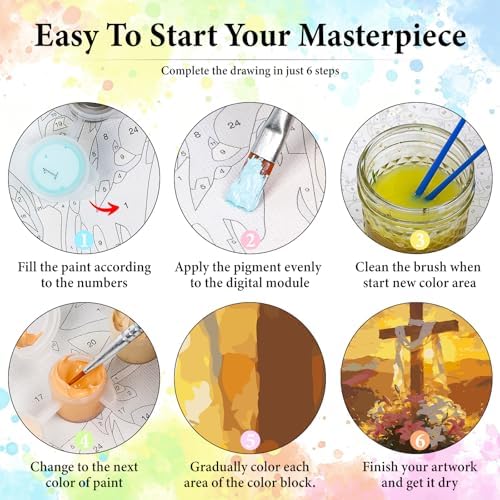 Dawnsphere Cross Paint by Numbers Kit for Adults Without Frame 16x20 in - Image 6