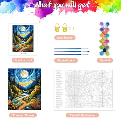 ZTOTZ Paint by Numbers Kit for Adults,Painting by Numbers Kit Landscape,Moon Landscape Paint by Numbers Adults on Canvas,Number Painting for Home Wall Decor 16x20Inch(Mountain) - Image 5