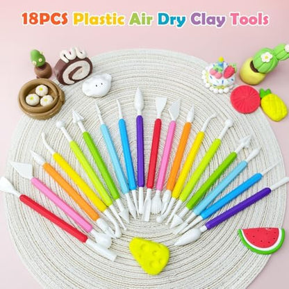2 Set Air Dry Clay Tools, 18PCS Polymer Clay Tools Kit for Modeling, Plastic Clay Tools Sculpting for Kids, Adults, Molding, Shaping, Carving, Dotting, Trimming, Pottery, Craft Supplies Accessories - Image 6