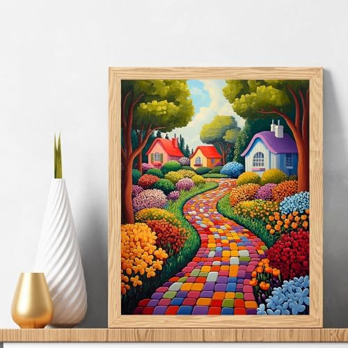 Natuyalo Paint by Numbers Kit for Adults Beginners, 16" Wx20 L Canvas Pictures Painting Acrylic Paintwork with 3 Pcs Paintbrushes, Colorful Town Landscape - Image 2