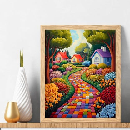 Natuyalo Paint by Numbers Kit for Adults Beginners, 16" Wx20 L Canvas Pictures Painting Acrylic Paintwork with 3 Pcs Paintbrushes, Colorful Town Landscape - Image 2