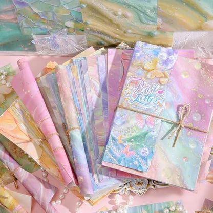 icceemee 160 Sheets of Pearlescent Scrapbook Paper, journaling Scrapbook Supplies Craft Collage Paper Set, Junk Journal Bullet Journal Poster Room Decor for Card Making Decorative Gifts - Image 6