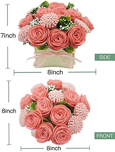 BAZIMA DIY Felt Flower Art Craft Kit,DIY Pink Rose and Carnation Bouquet Kit, Floral Gifts,Beginner Craft Kit,Arrange Pre-Cut Felt Flowers and Foliage - Image 3