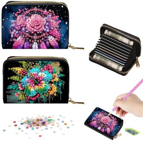 DDGYP 2PCS PU Leather Diamond Art Kits for Adults Zipper Card Holder by DDGYP