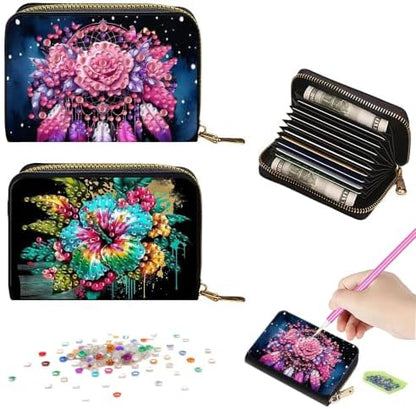 DDGYP 2PCS PU Leather Diamond Art Kits for Adults Zipper Card Holder by DDGYP