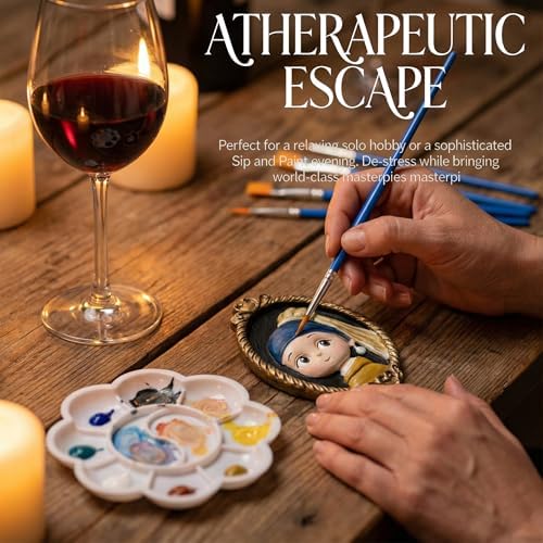 DIY Paint Your Own Ceramic Magnets Kit - 7 Pcs Famous Art Masterpiece 3D Relief - Pottery Painting Kit & Aroma Stone Craft - Creative Hobby Gift for Beginners, Teens & Family Home Decor - Image 4
