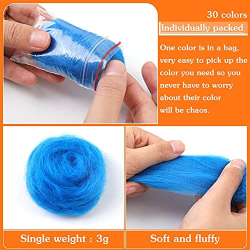 Mayboos 30 Colors Wool Roving for Needle Felting, Needle Felting Wool - Image 2