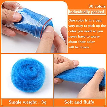 Mayboos 30 Colors Wool Roving for Needle Felting, Needle Felting Wool - Image 2