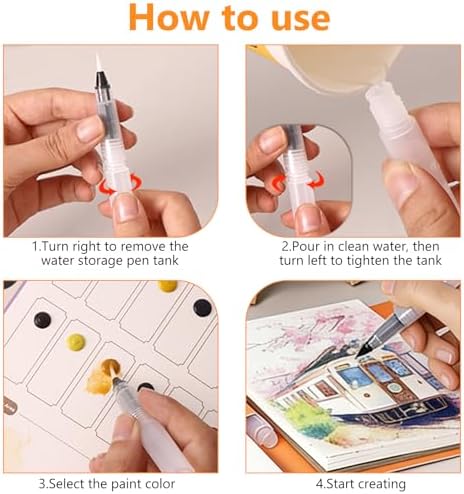 Mulyric 2-Pack Watercolor Painting Books for Adults & Beginners - All-in-One Creative Stress Relief Art Kit with 3-Fold Pad, 32 Pre-Printed Pages, 24 Colors & 2 Brushes (European + Serene Scenery) - Image 6