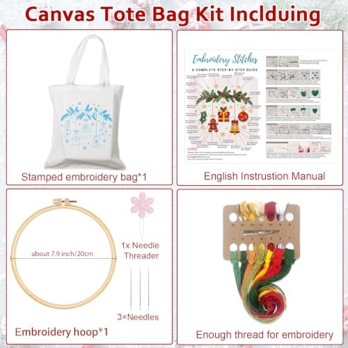 Nuberlic Christmas Embroidery Tote Bag Kit for Beginners - Image 2