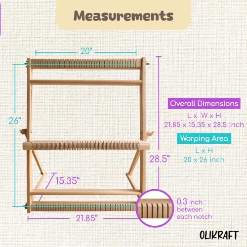 Olikraft Wooden Weaving Loom, Adjustable Stand (Extra Large) - Image 2