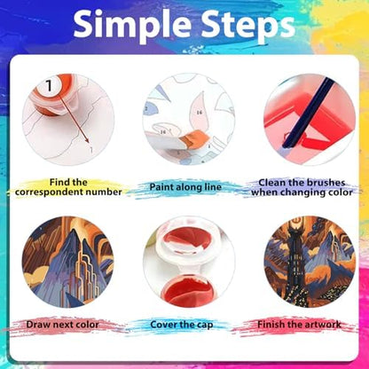 xcemhil Landscape Paint by Numbers Kit for Adults, Paint by Numbers for Adults Landscape, Adult Paint by Numbers Kits for Gifts and Home Wall Decor 16x20 Inch - Image 7