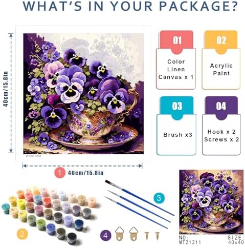 Flower Paint by Numbers Kit for Adults, Paint by Number for Adults Flowers - Image 2