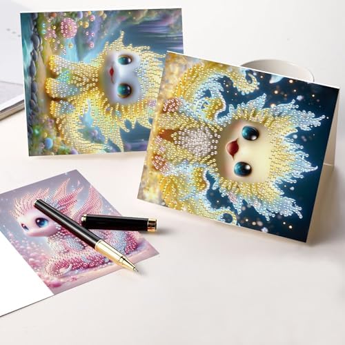 Focart 6-Pack Dragon Diamond Painting Greeting Card Kits, Special Shaped Diamonds Painting, DIY Handcraft for Relatives and Friends with Wishes,Unique Design Crafting for Birthday or Holiday Cards - Image 6