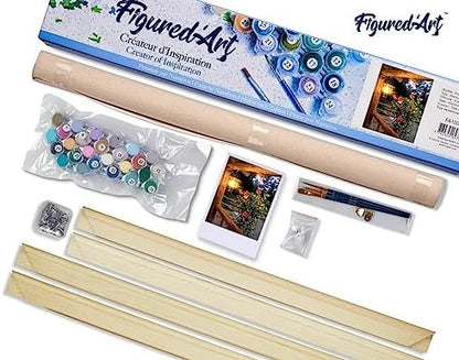 Figured'Art Paint by Numbers Kit for Adults Lantern Under The Porch 16"x20" - Craft Art Painting Rolled Canvas with DIY Wooden Frame - Image 5
