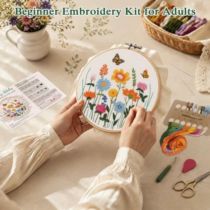 Louise Maelys Floral Butterfly Embroidery Kit for Beginners, DIY Craft - Image 2