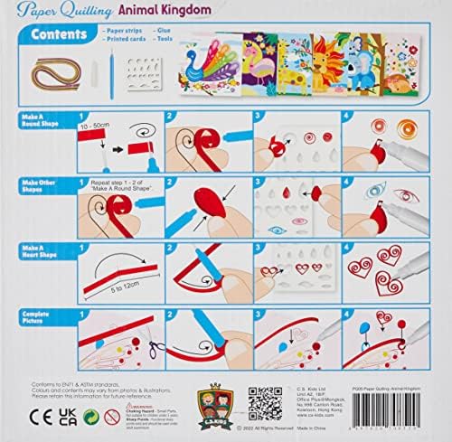 C.S. Kids DIY Paper Quilling Arts & Crafts Gifts - Animal Kingdom | 3D Design Kits for Kids, Make Your Own Art (Strips & Tools Included) - Image 2