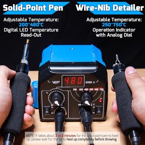 WEP 939D-II 2-IN-1 Wood Burning Kit 86-IN-1 with 51 Solid Points and 20 Wire Nibs Wood Burner with 2 Letter Number Stencils, 2 Unfinished Wood, 1 Pen Holder, Burning Tool - Image 5